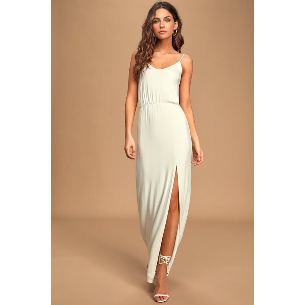 Lulus Watch The Sunset White Maxi Dress - Size M